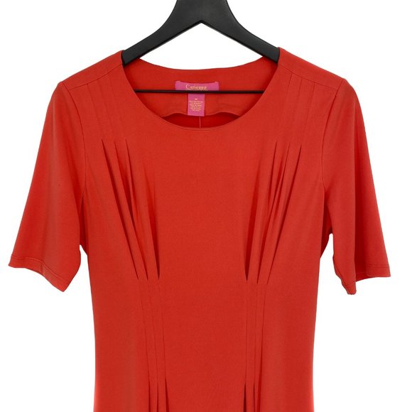 CATHERINE MALANDRINO Tangy Apricot Pleated Sheath Dress Size M - Picture 7 of 16